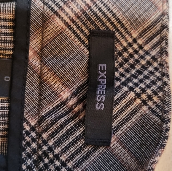 Express Plaid Skirt with Pockets Gray Black Brown - Picture 4 of 7